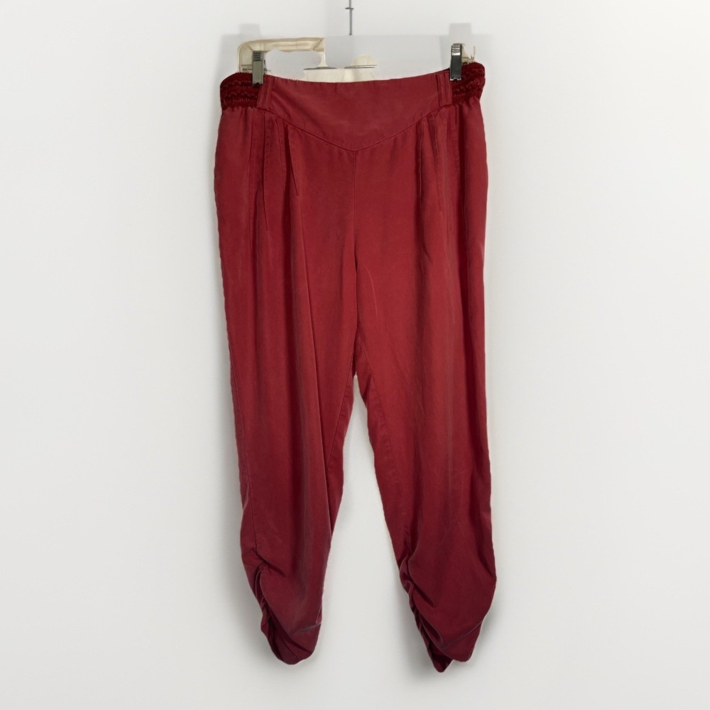 Harem Pants Lyocell Embroidered waistband  gathered cuffs US 12 Made In France
